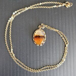 Montana agate necklace with 18" gold tone chain